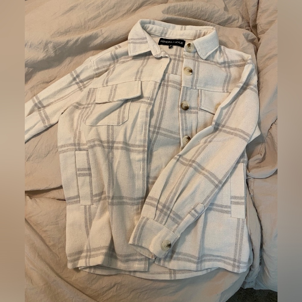 Kendall & Kylie Soft Button Down Flannel Shacket